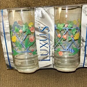 Luxus Floral Glass Set - Blue and Green